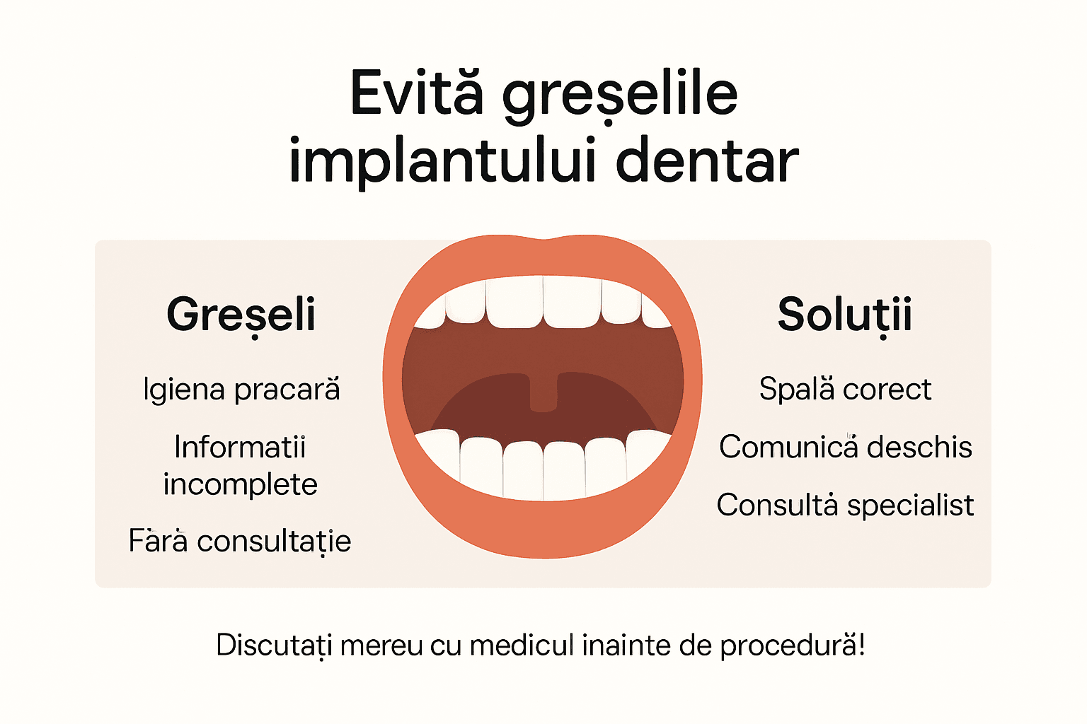 Infografic: cele mai frecvente greșeli la implanturile dentare și cum le poți evita