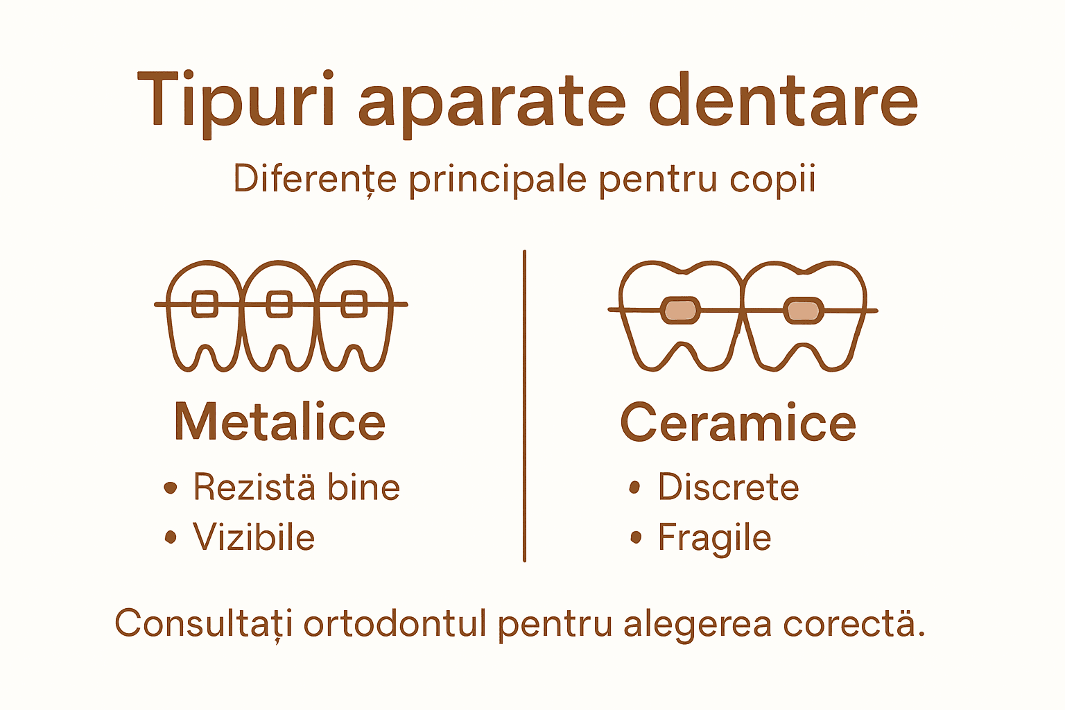 Infografic: Ce tipuri de aparate dentare există pentru copii și cum îl alegi pe cel potrivit