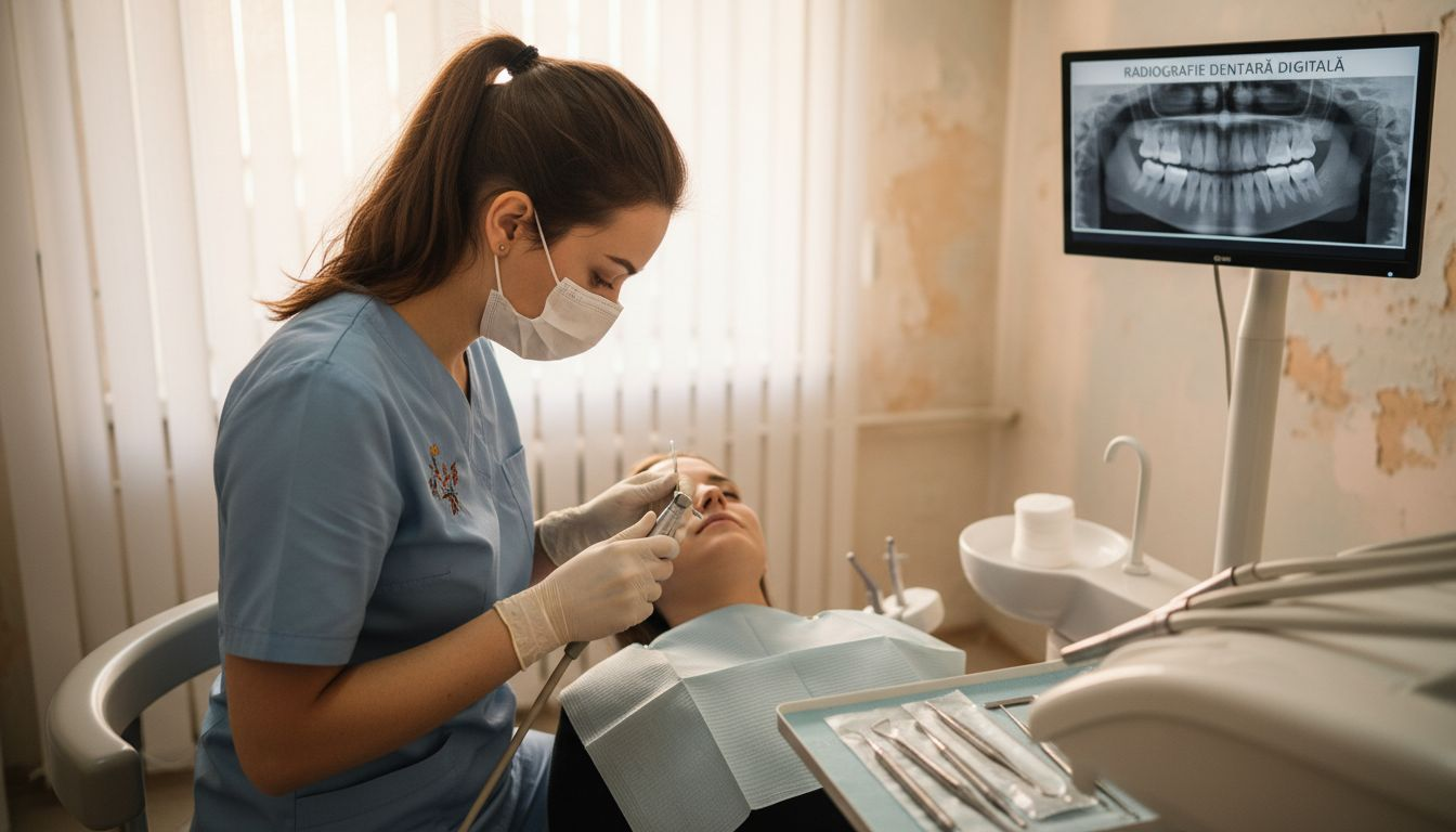 Medicul stomatolog se pregătește să realizeze o procedură de tratament de canal.