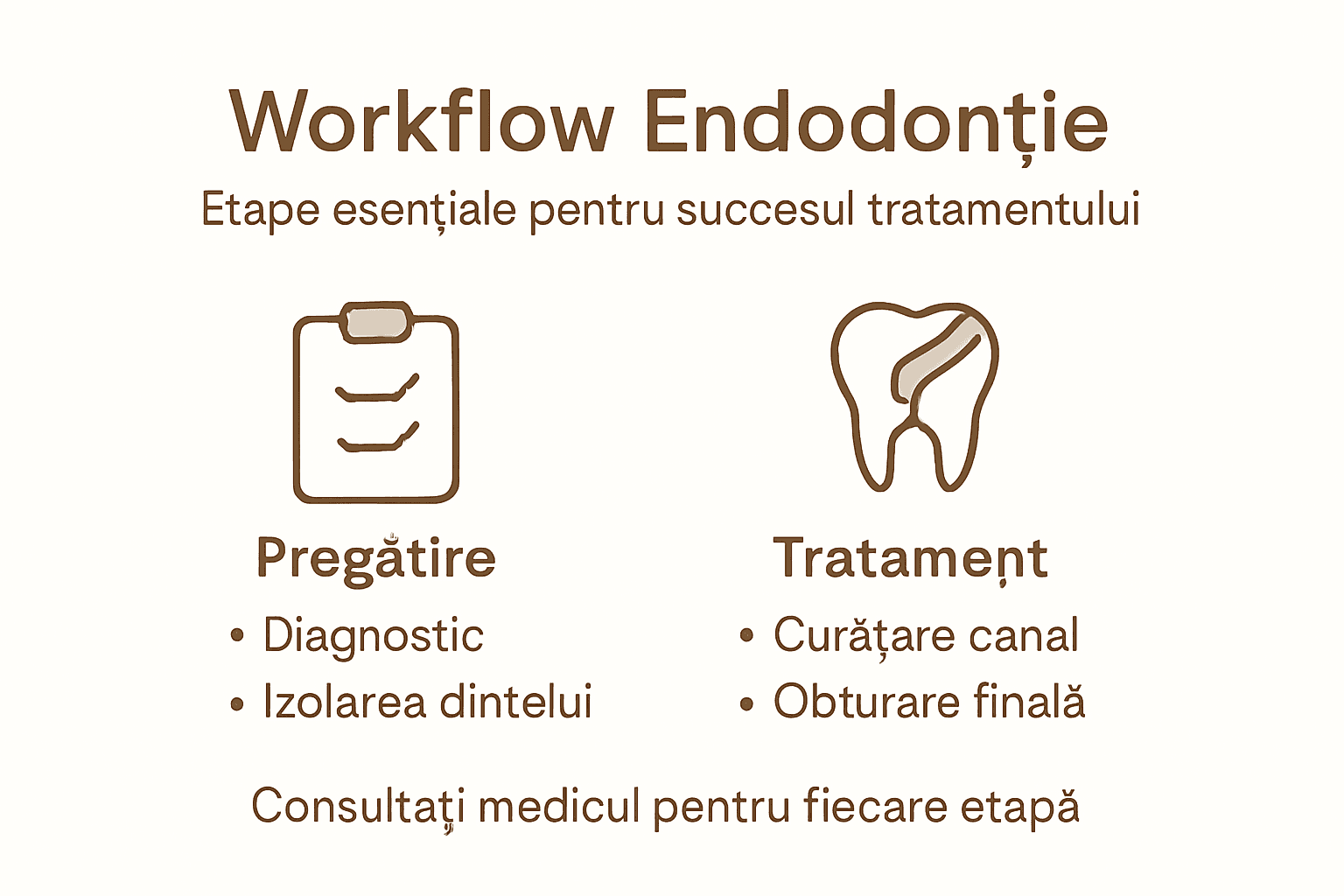 Infografic: etapele de bază în realizarea unui tratament endodontic