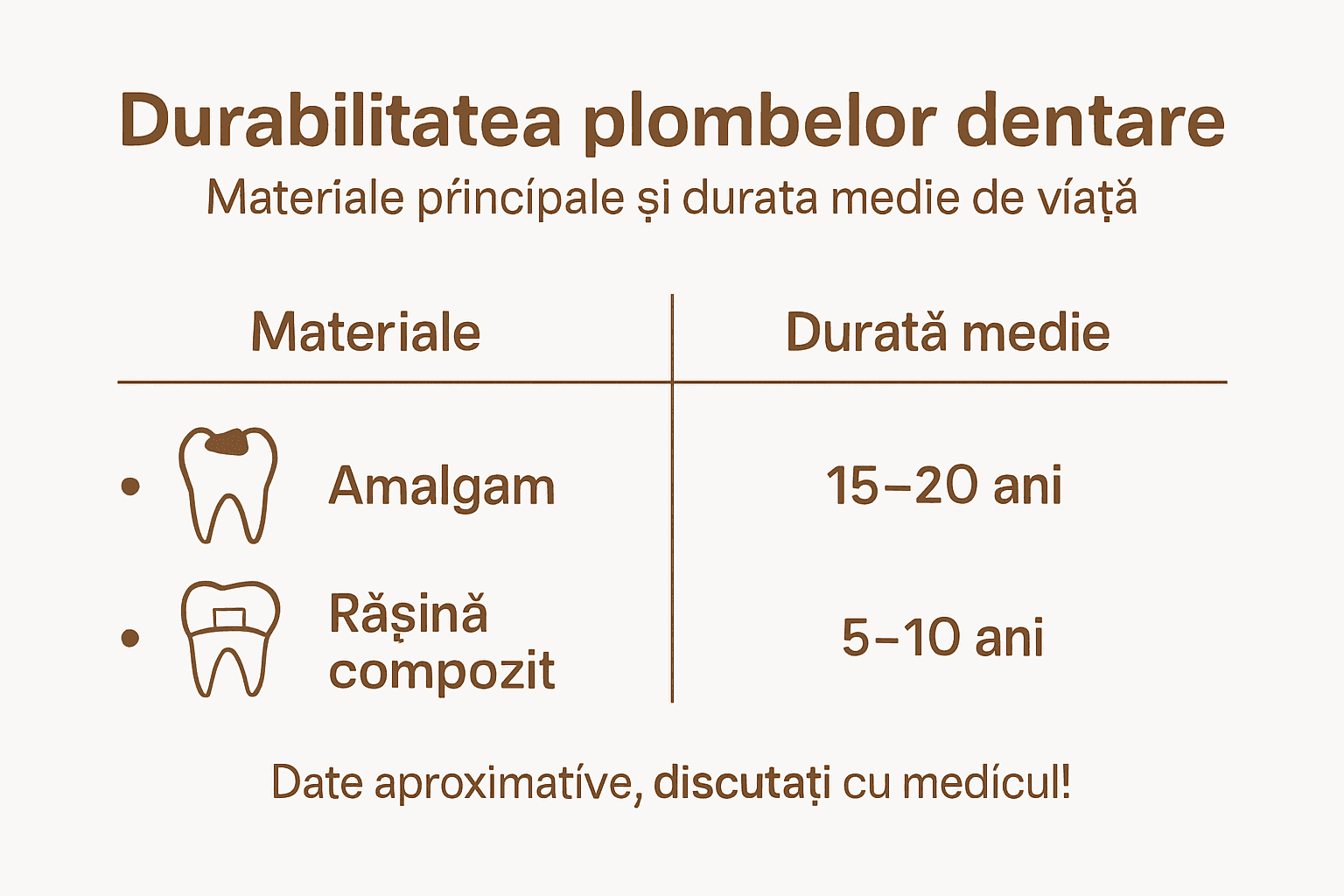 Infografic: Cât de rezistente sunt materialele folosite la plombele dentare