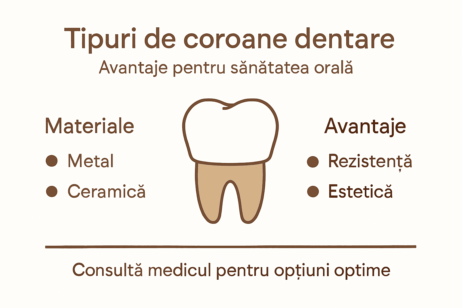 Infografic: Ce tipuri de coroane dentare există și ce beneficii oferă fiecare