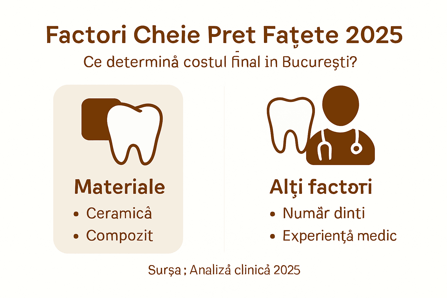 Infografic: ce influențează costul fațetelor dentare