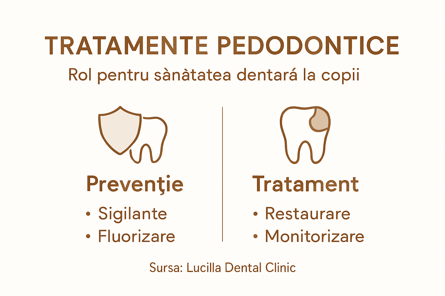 Infografic: principalele tipuri de tratamente stomatologice pentru copii