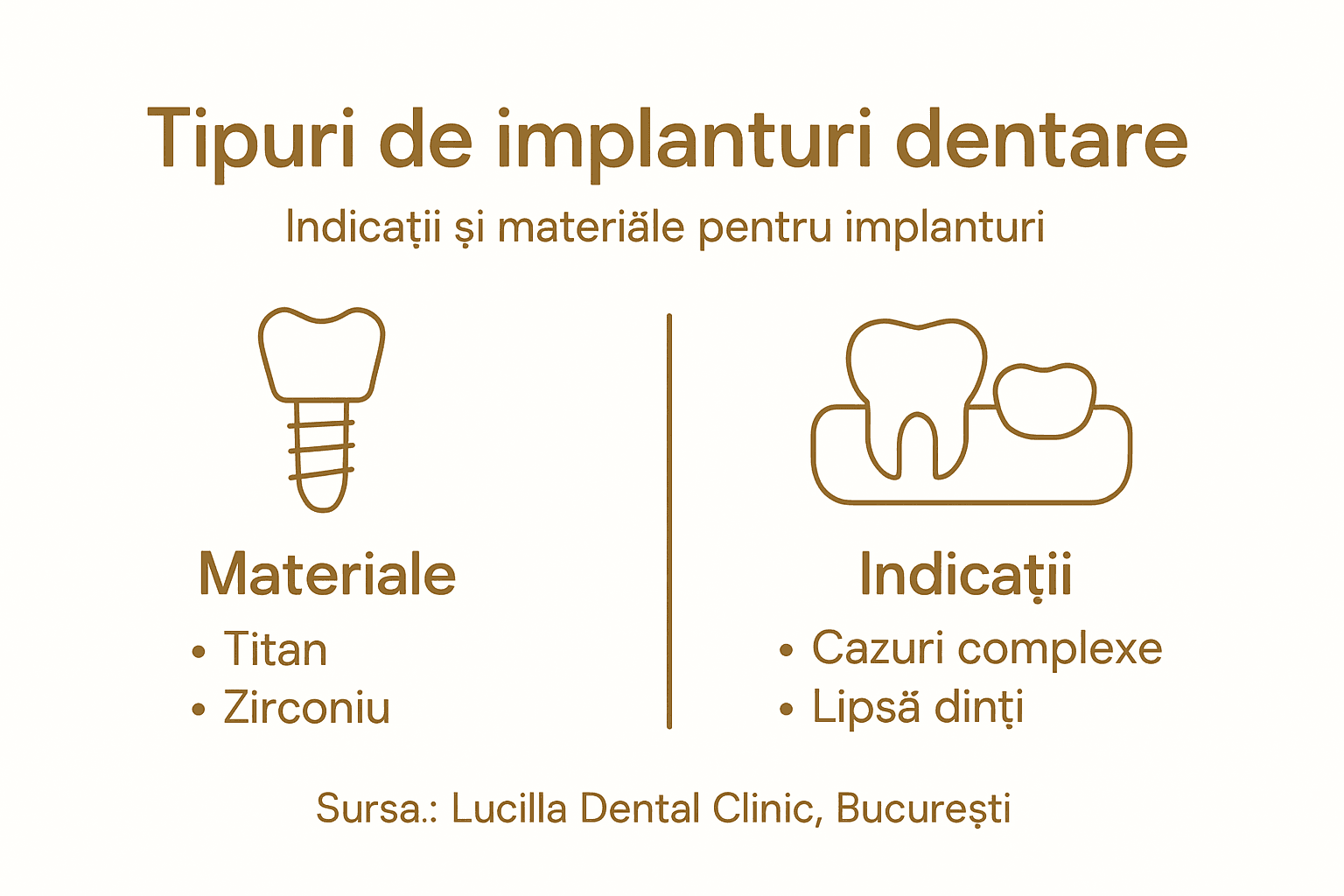 Ghid vizual al principalelor tipuri de implanturi dentare