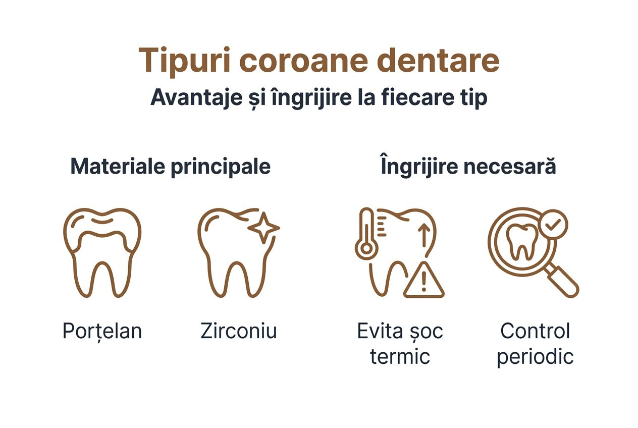 Ghid vizual: cele mai întâlnite tipuri de coroane dentare