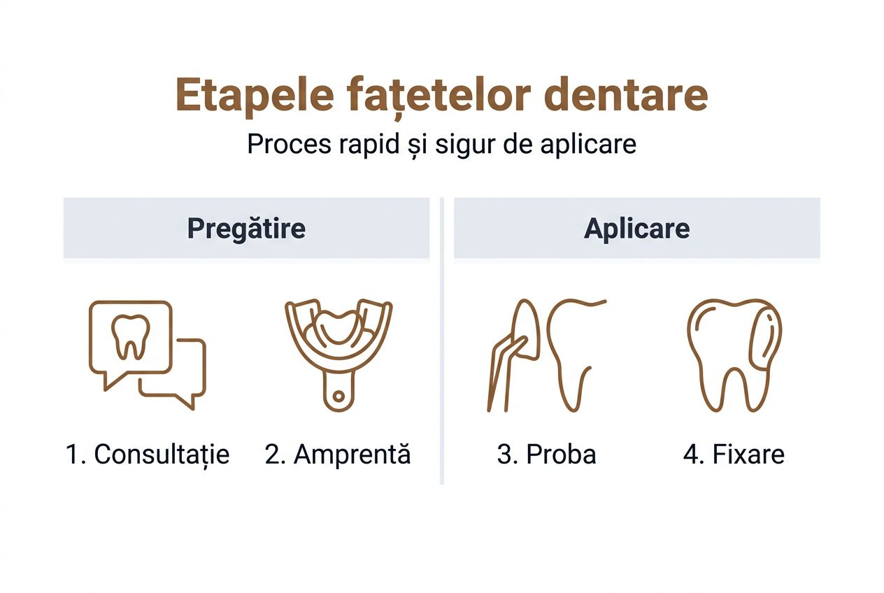 Infografic: pașii pentru aplicarea fațetelor dentare
