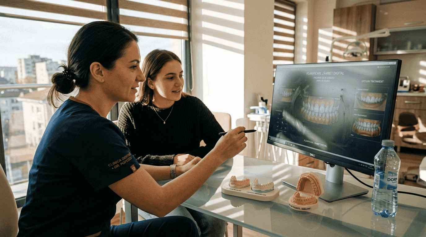 Discuție cu pacientul despre proiectarea digitală a zâmbetului