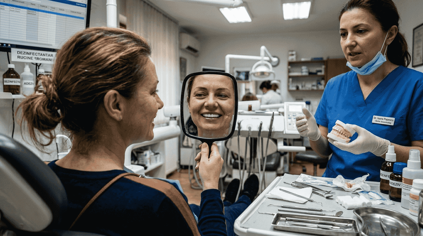 Simulare pentru fațete dentare realizată direct în clinică