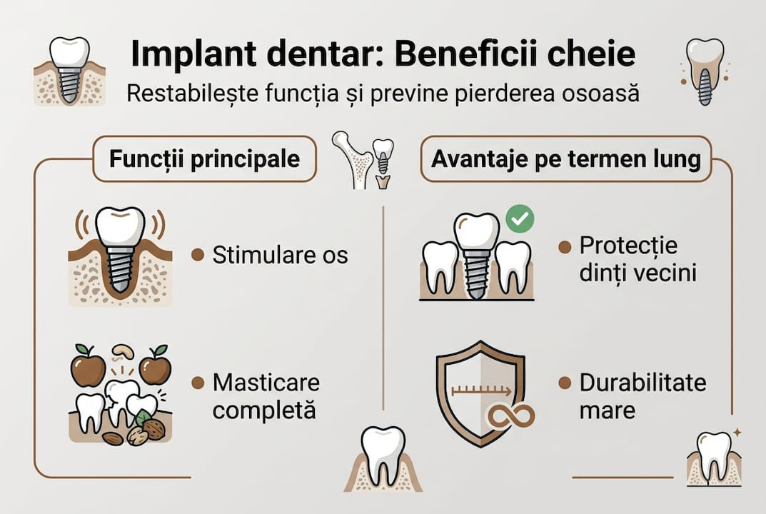Infografic: cele mai importante avantaje ale implantului dentar