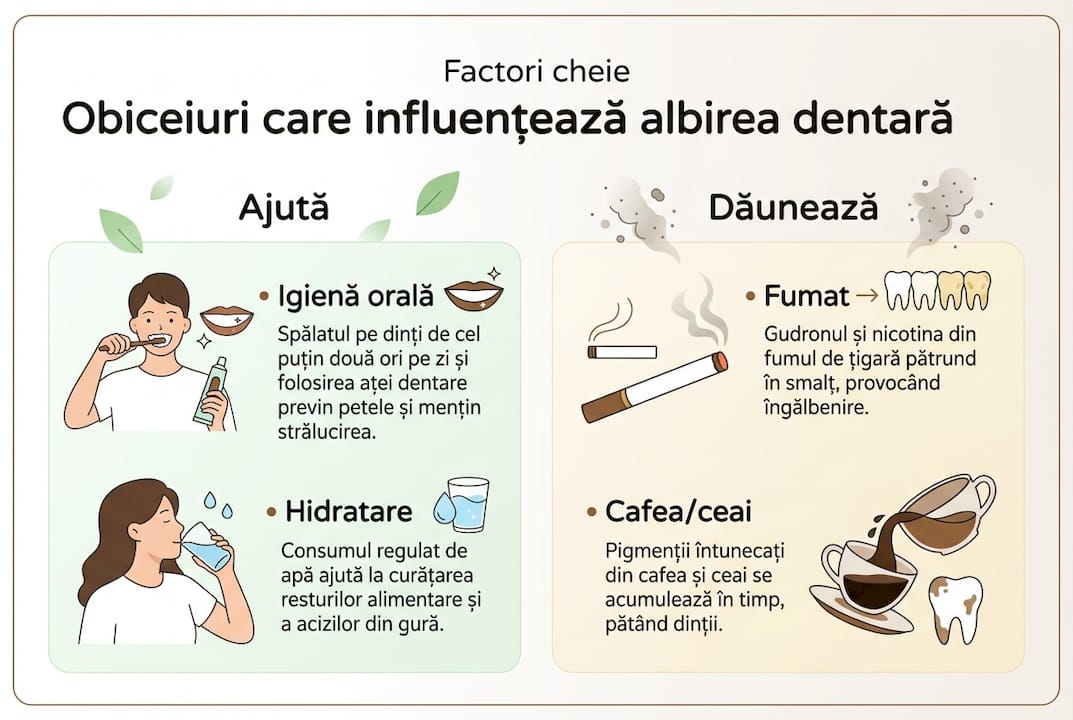 Infografic: obiceiuri din viața de zi cu zi care influențează albirea dinților