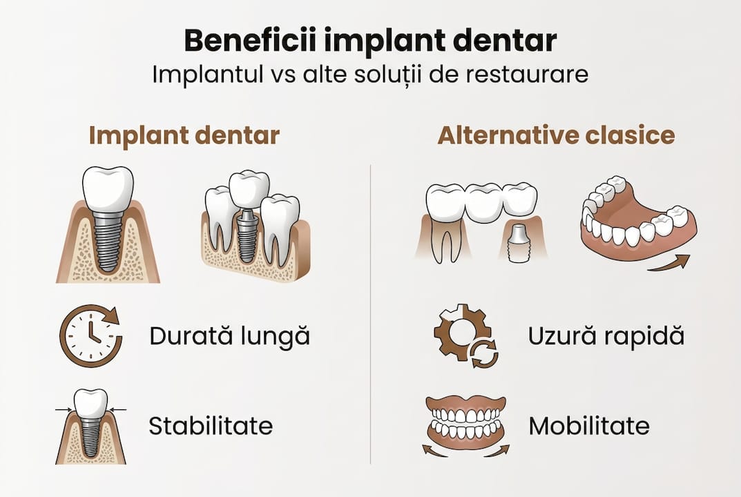 Infografic: De ce să alegi implantul dentar în locul altor soluții?