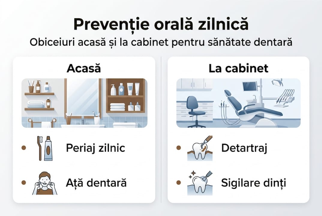 Infografic: Cum ai grijă de sănătatea orală acasă comparativ cu vizita la stomatolog