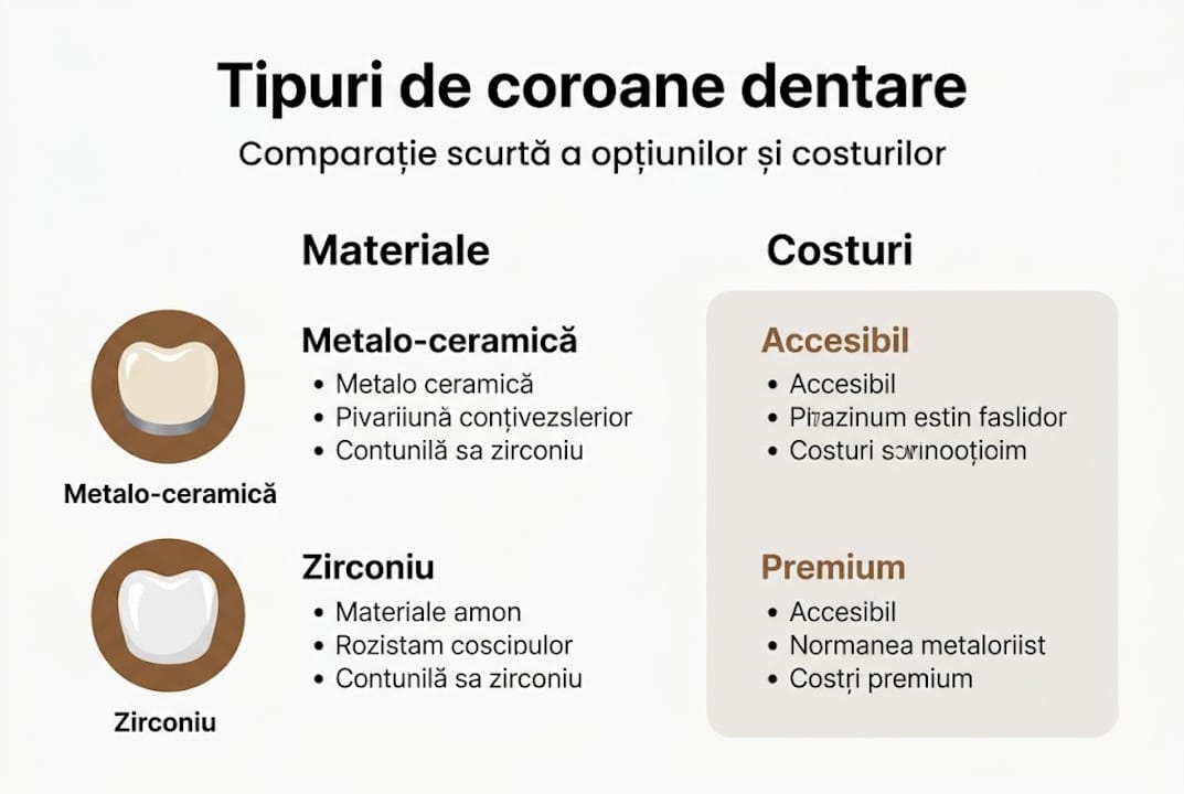 Ghid vizual: tipuri de coroane dentare și prețurile lor