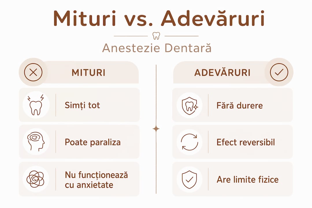 Infografic: cele mai răspândite mituri și adevăruri despre anestezia la stomatolog
