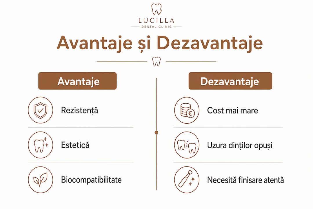 Infografic: Ce avantaje și dezavantaje au coroanele dentare din zirconiu