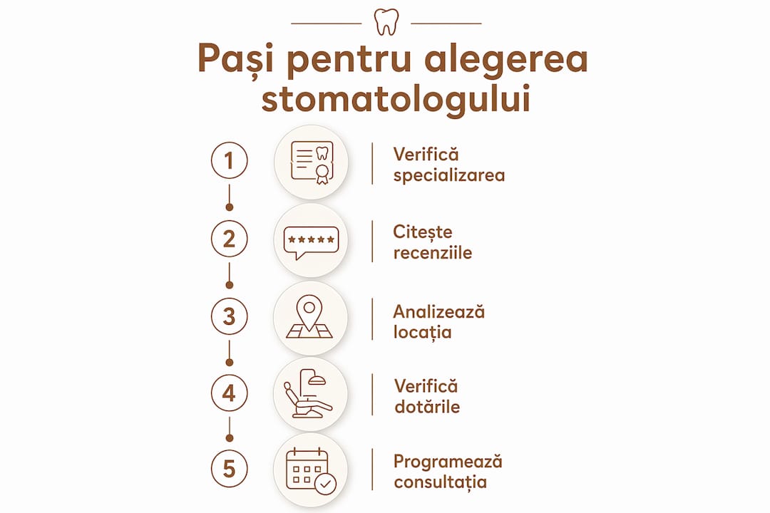 Infografic: Cum să-ți alegi medicul stomatolog potrivit în București – pași esențiali de urmat