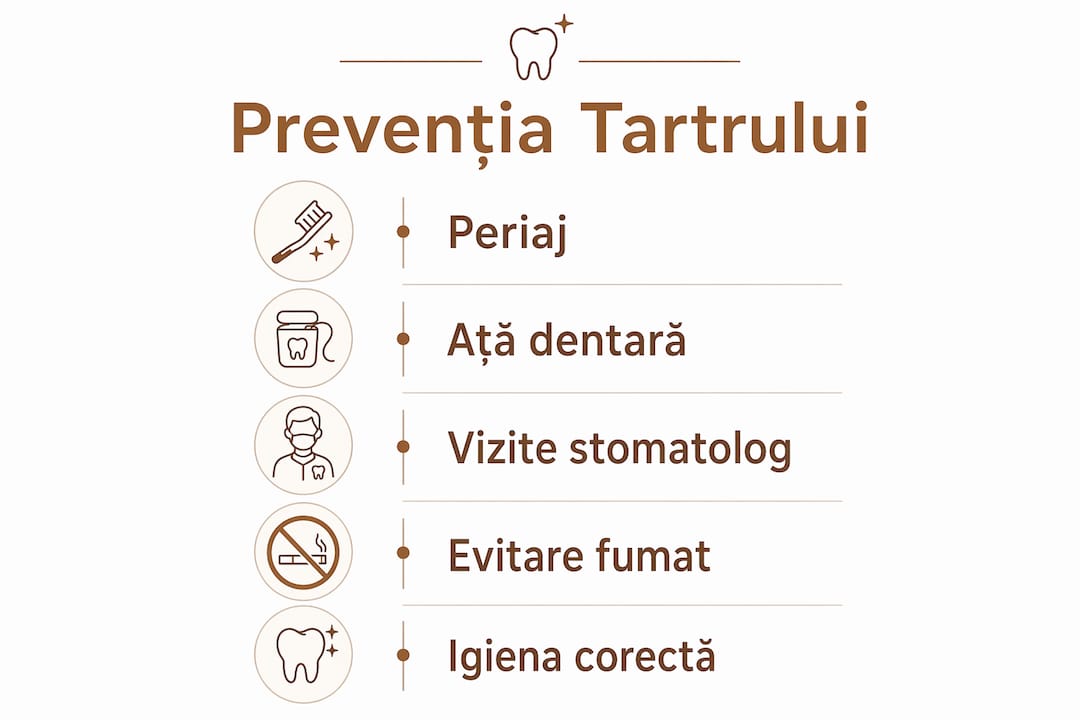 Ghid vizual cu recomandări pentru a preveni formarea tartrului dentar