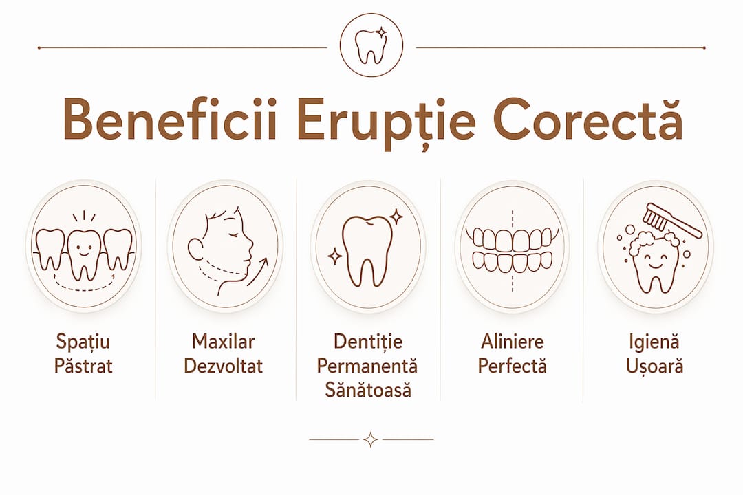 Infografic: de ce este importantă erupția corectă a dinților și ce beneficii aduce