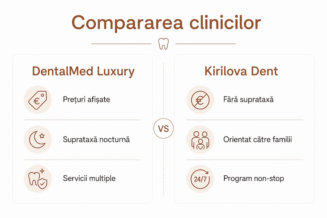 Infografic: comparație între principalele clinici de urgențe stomatologice
