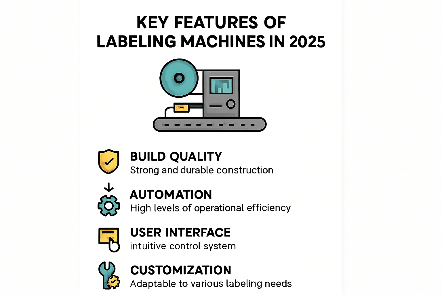 Infographic of key features of labeling machines