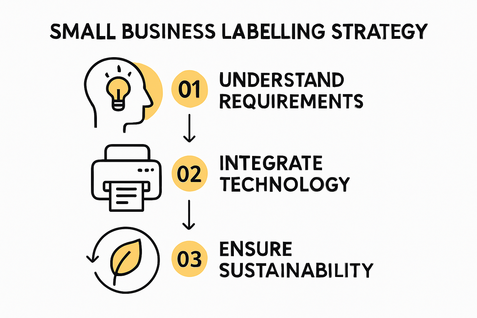 Steps for effective small business labelling strategy.