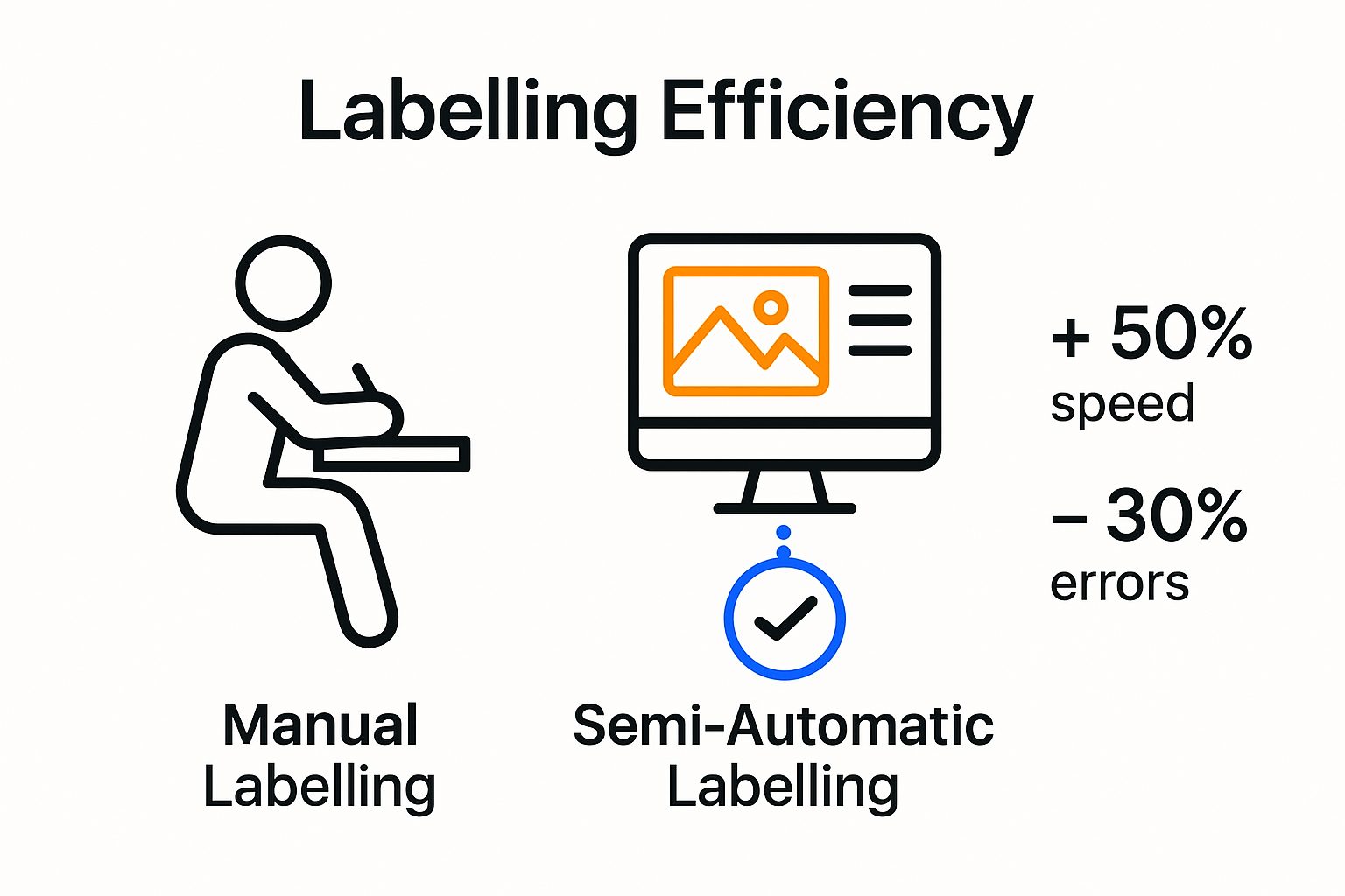 Comparison of manual vs semi-automatic labelling efficiency.
