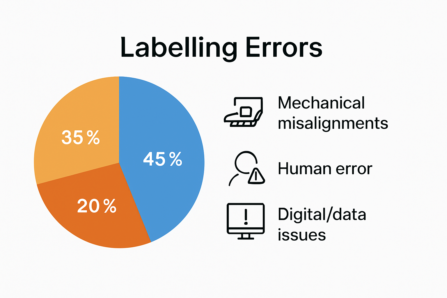Chart showing causes of labelling errors and their percentages