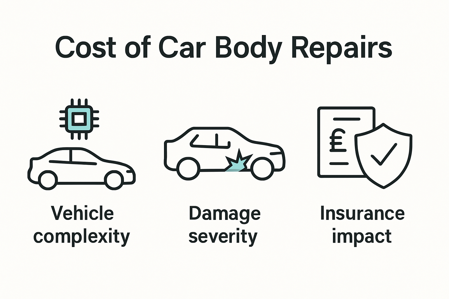 Infographic showing main factors affecting car body repair costs
