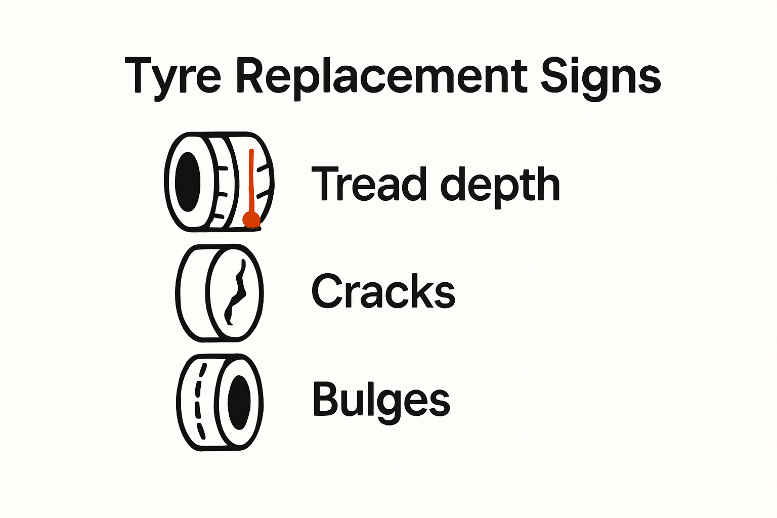Infographic showing key car tyre replacement signs