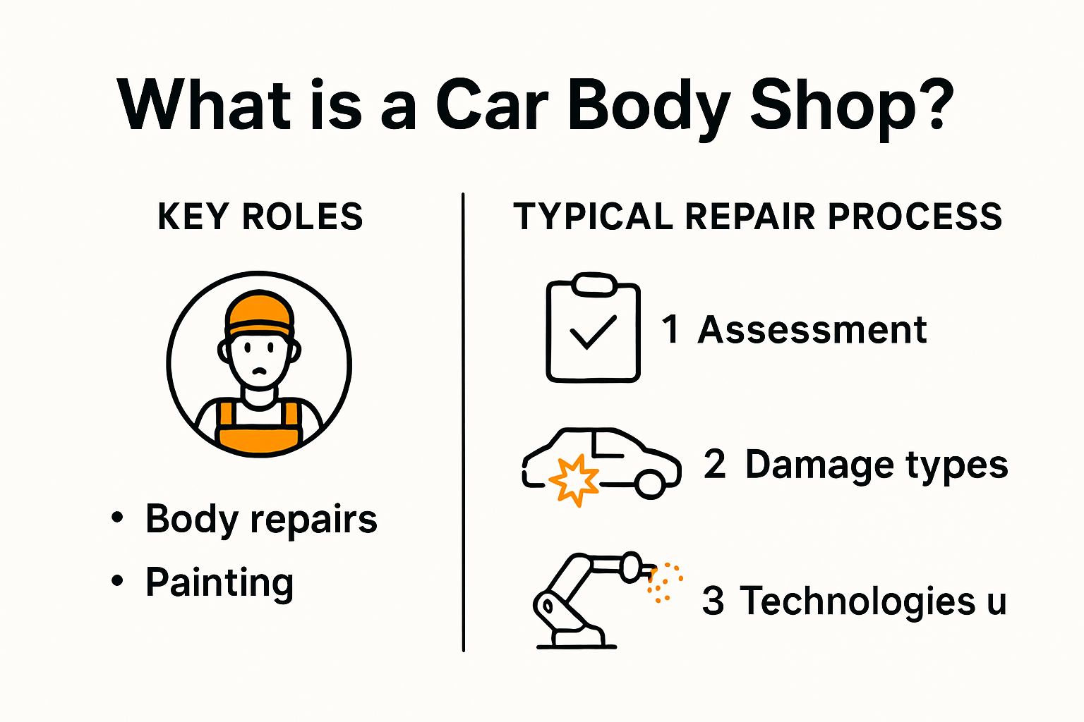Infographic explaining what a car body shop is for drivers