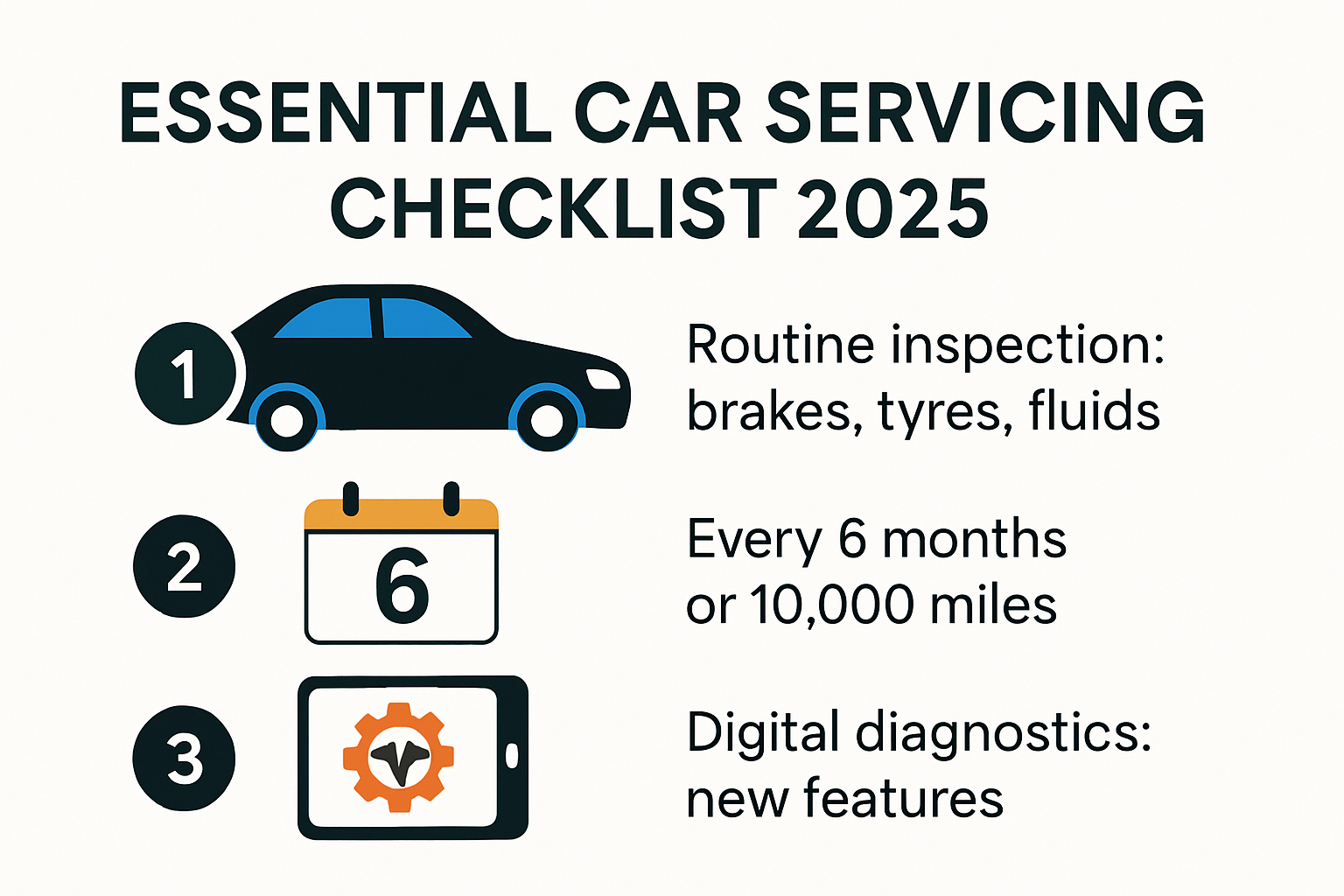2025 car servicing checklist visual summary infographic