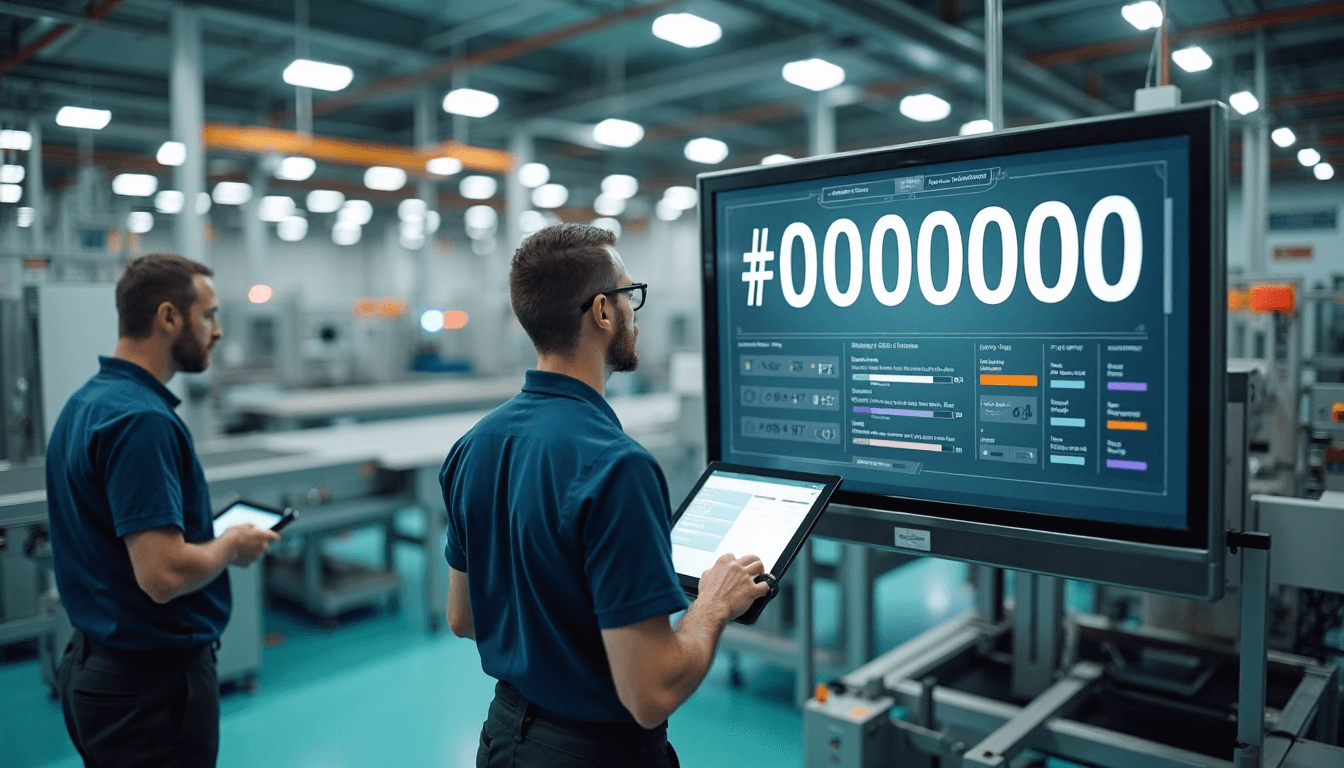 Automated conveyor and touchscreen showing production efficiency
