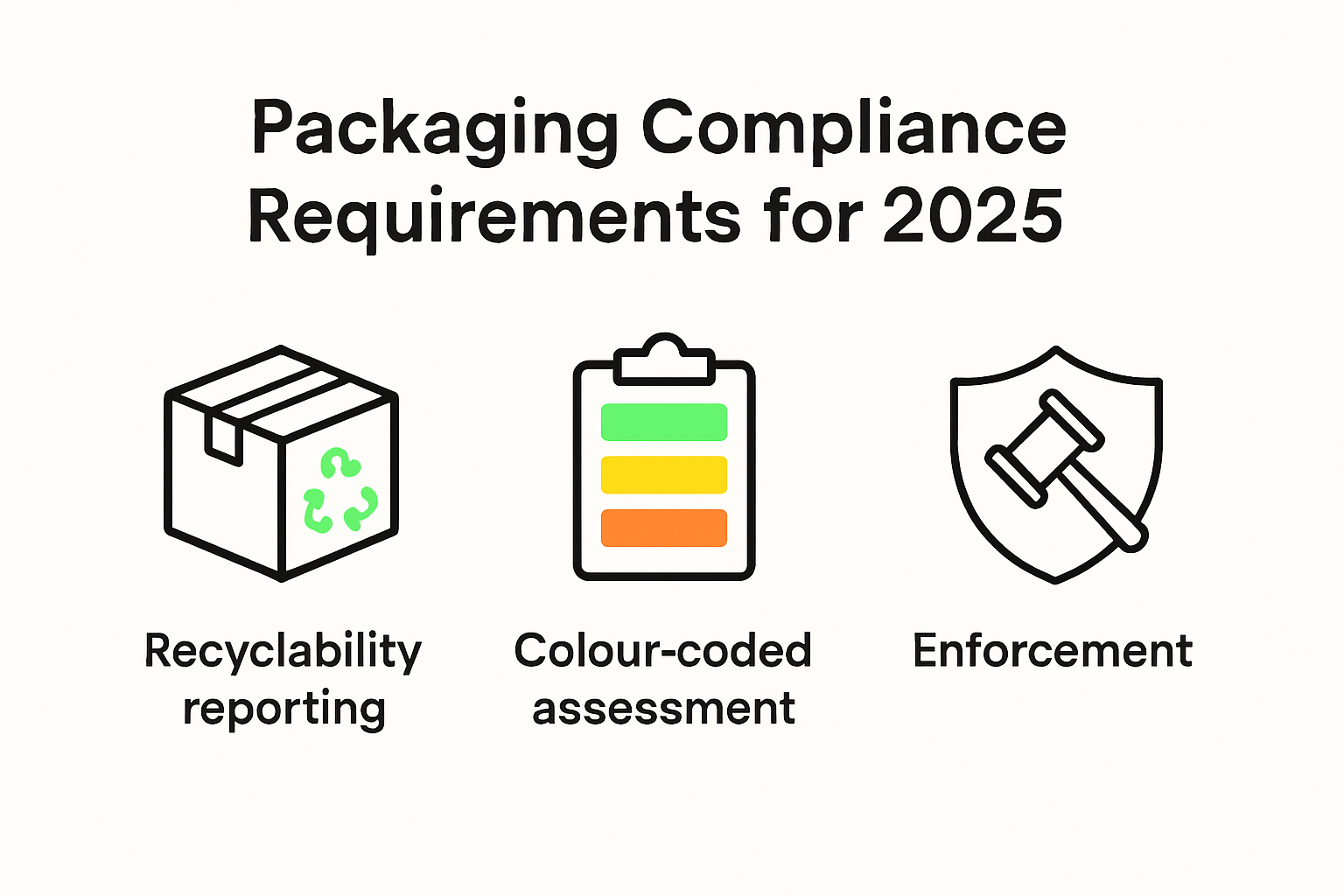 Infographic illustrating 2025 packaging compliance requirements overview