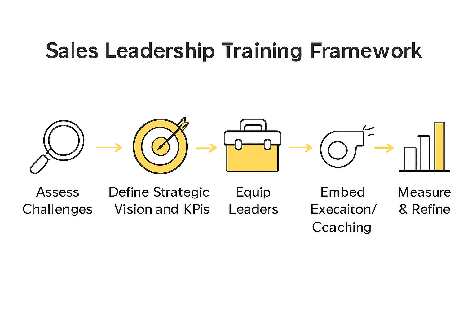 Infographic showing five steps of sales leadership training