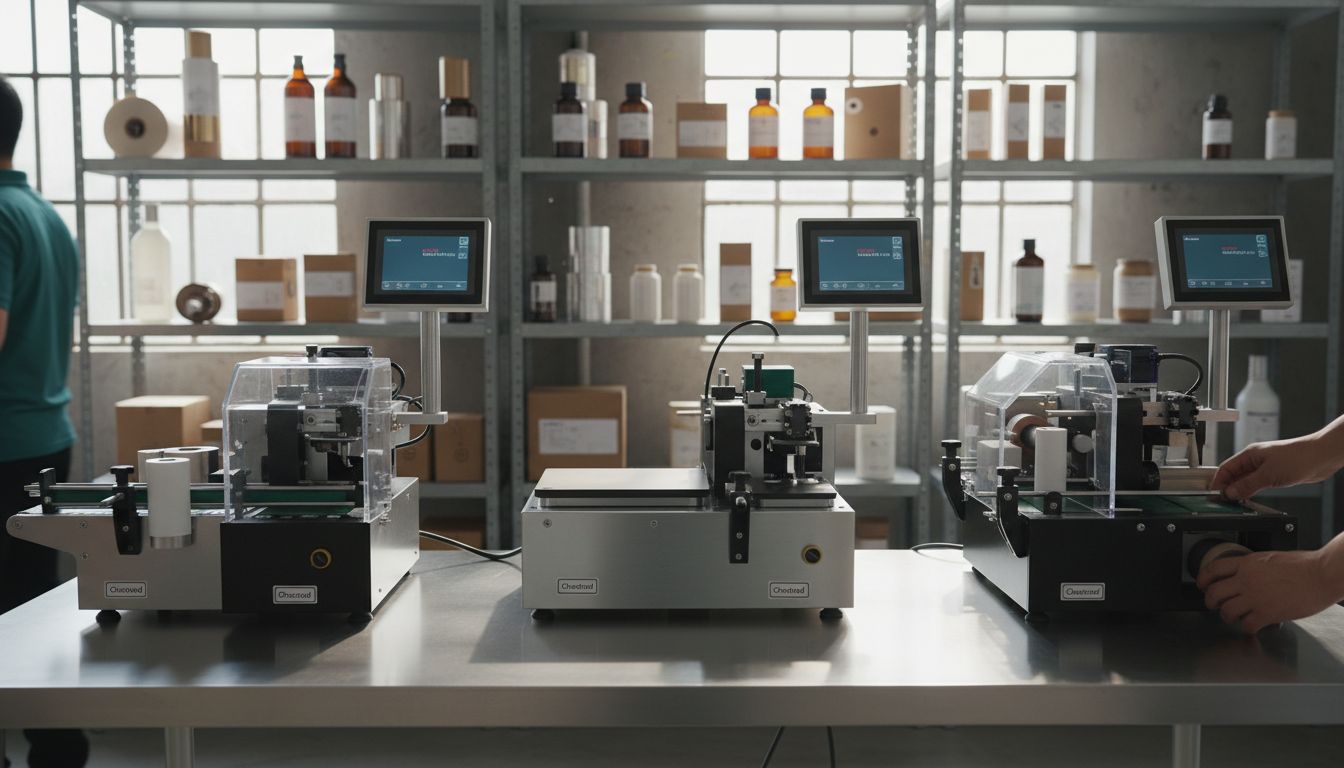 Different types of labelling machines on display