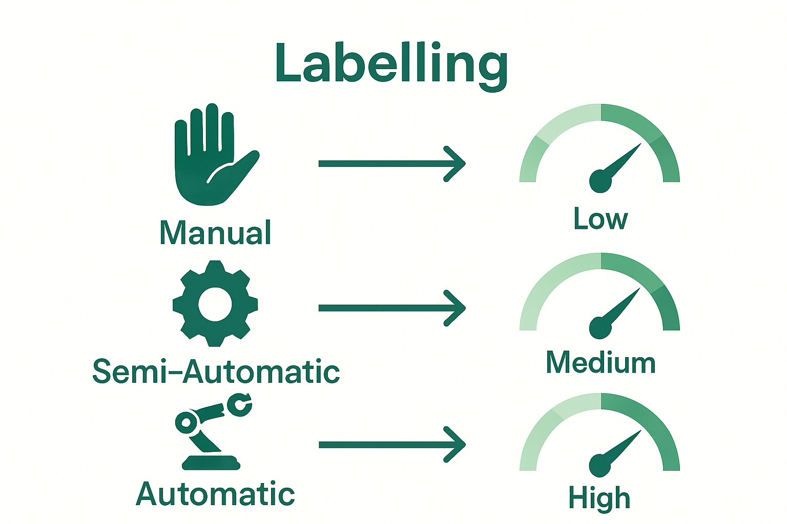 Comparison of manual, semi-automatic, and automatic labelling