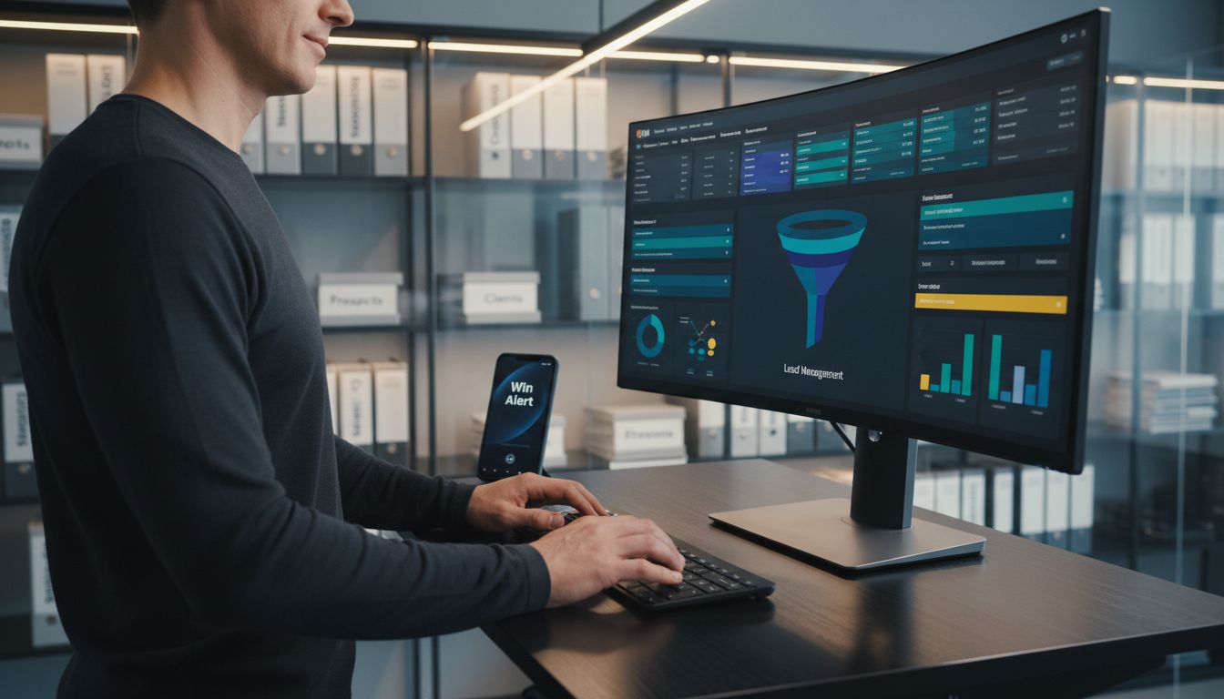 CRM dashboard showing sales analytics and funnel