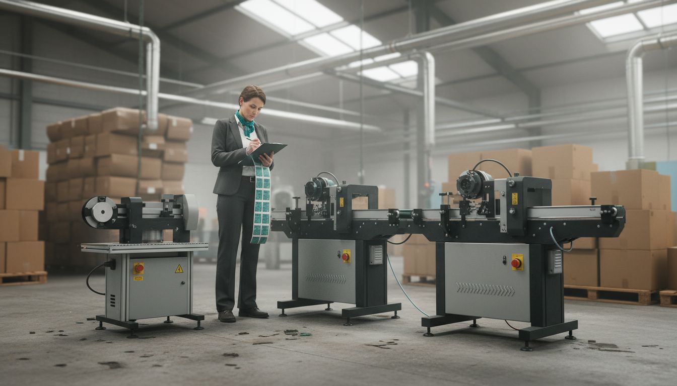 Different labelling machine types on production floor