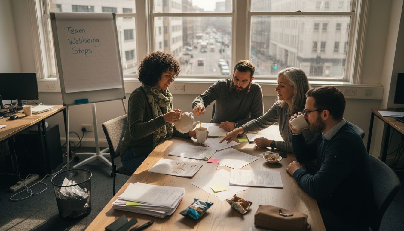 London office team reviews wellbeing surveys