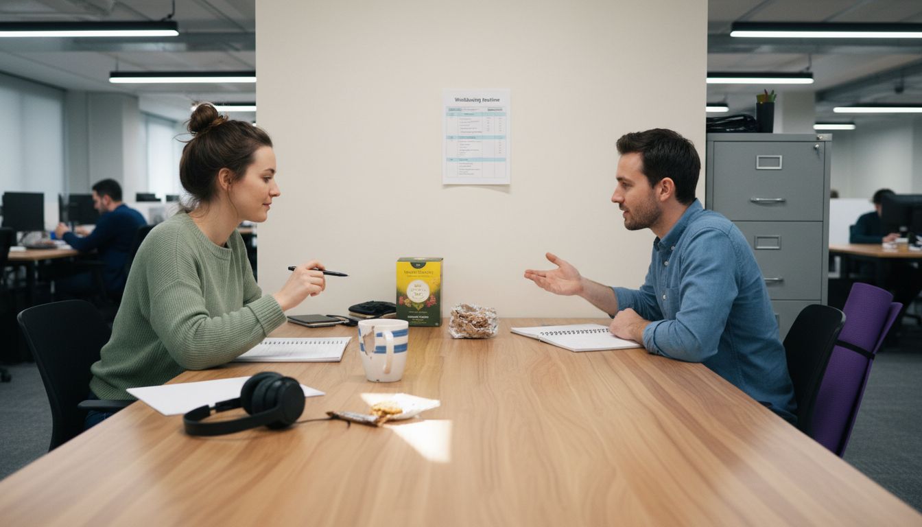Colleagues planning tailored wellbeing strategies