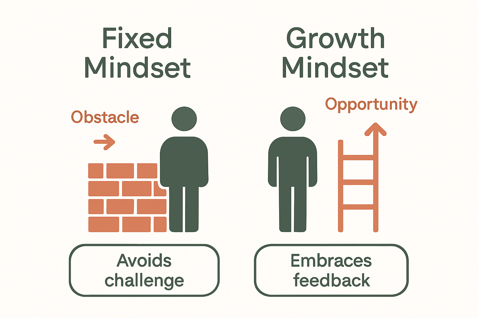 Infographic comparing fixed and growth mindsets