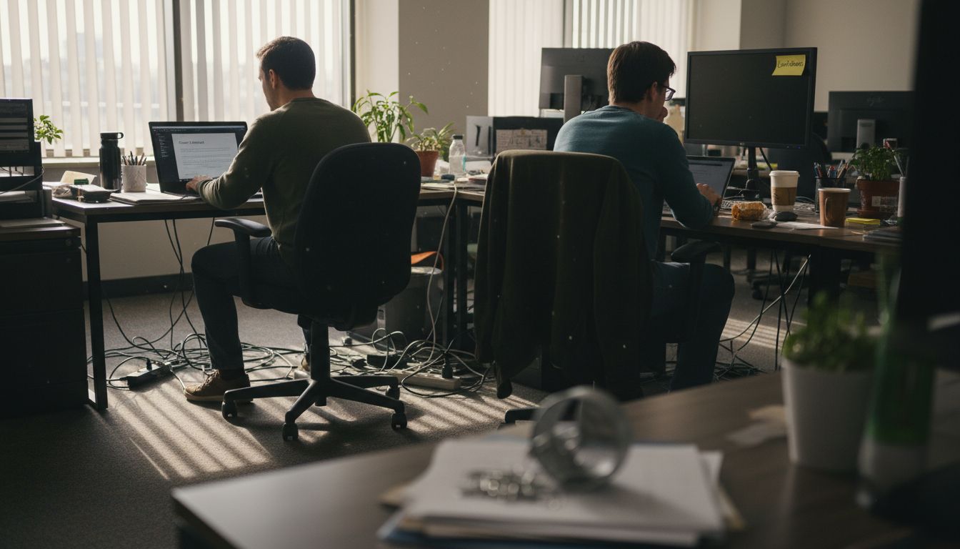 Two coworkers show different mindset approaches