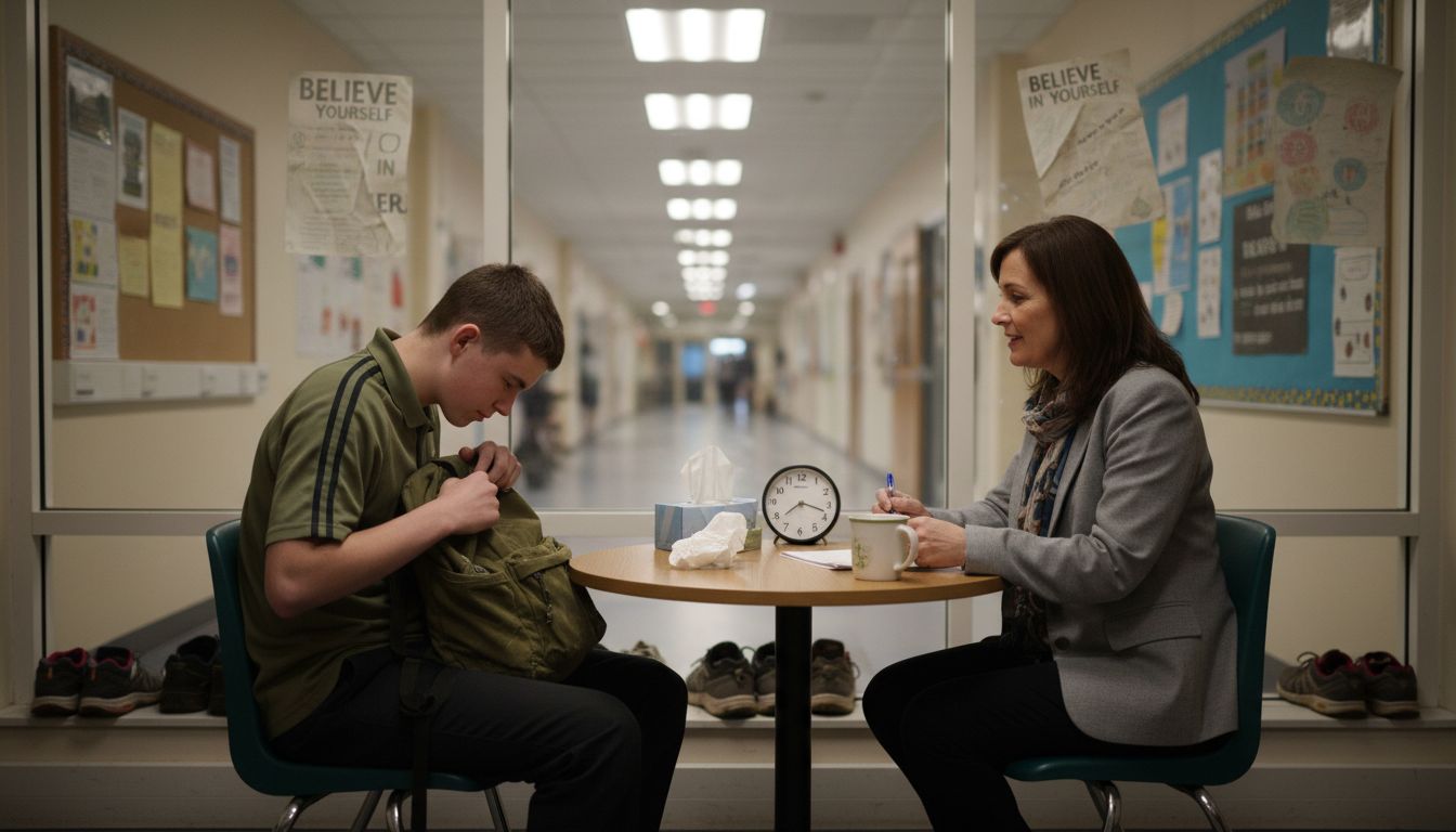 School counselor meeting with student