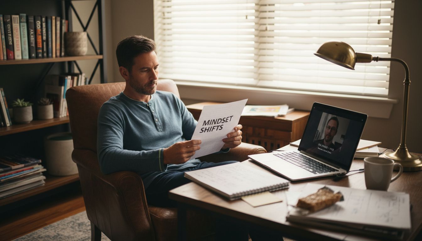 Man reviewing mindset coaching materials