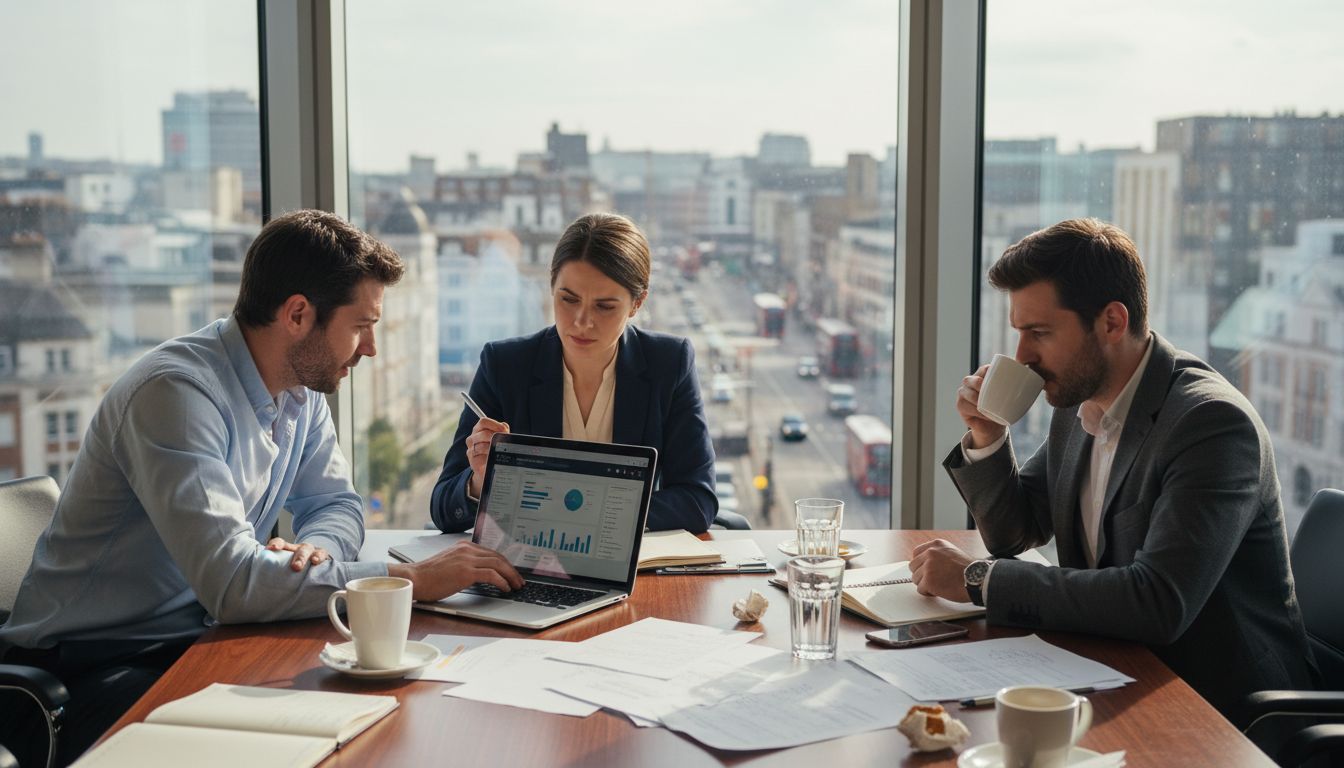 Sales team meeting in corner office