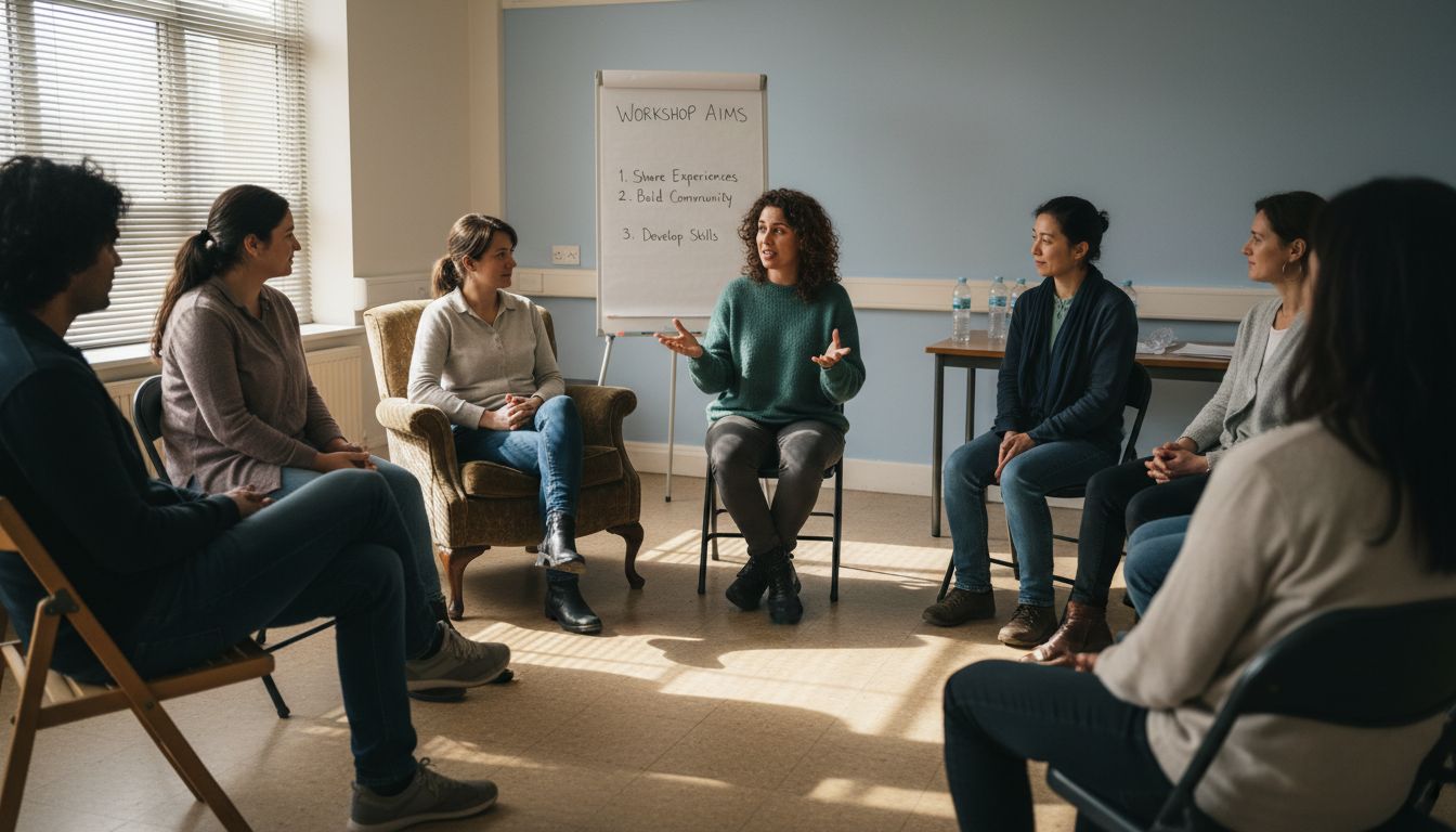 Group in wellbeing workshop session circle