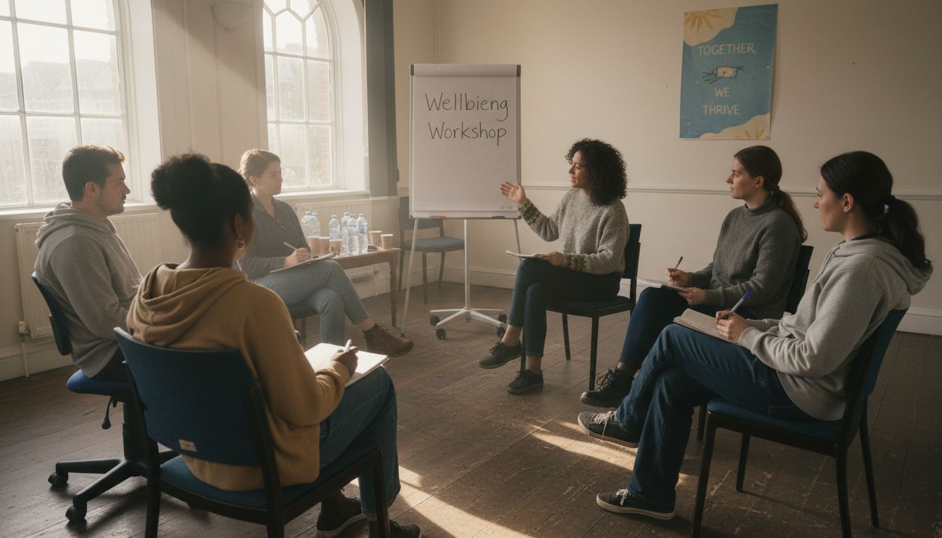 Wellbeing workshop group session in community center