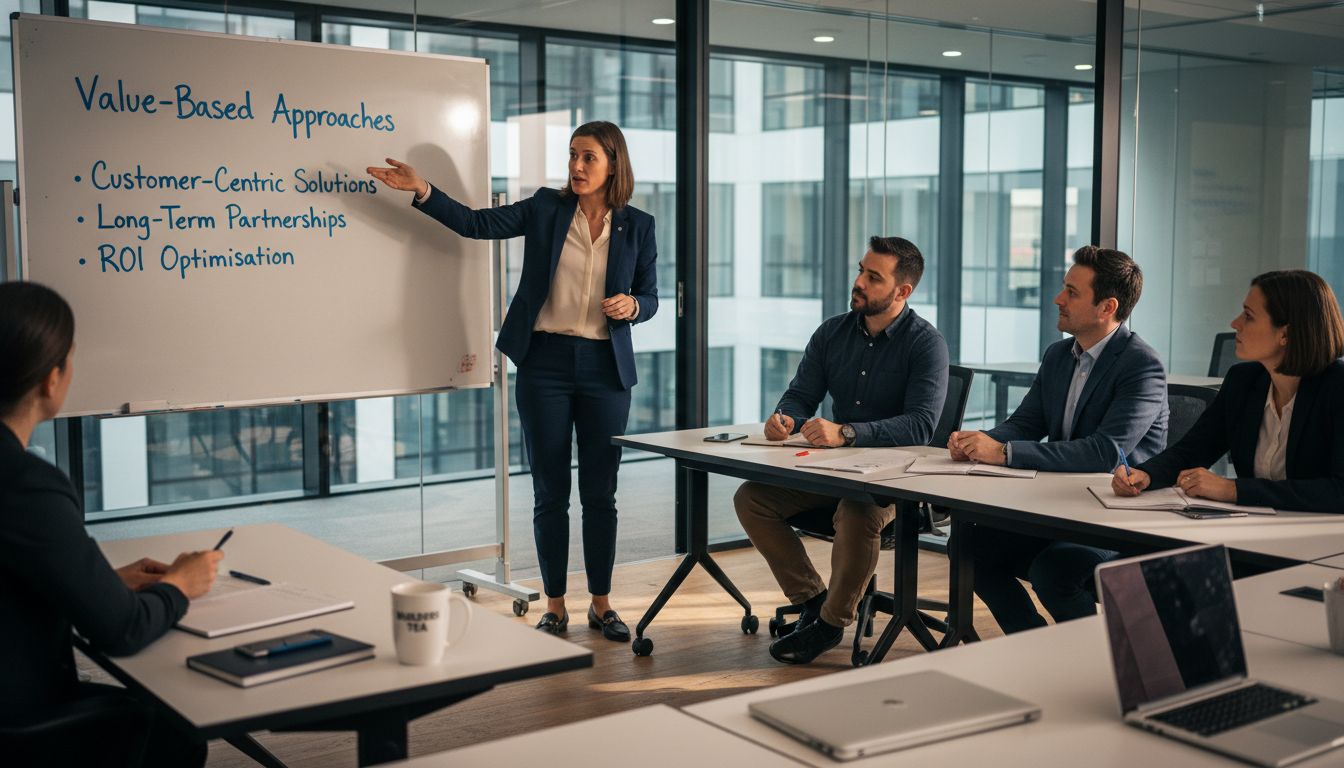 Manager leading value-based sales workshop