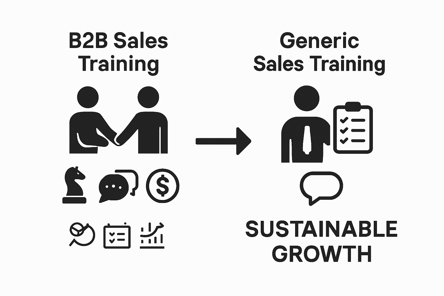 Infographic comparing B2B and generic sales training